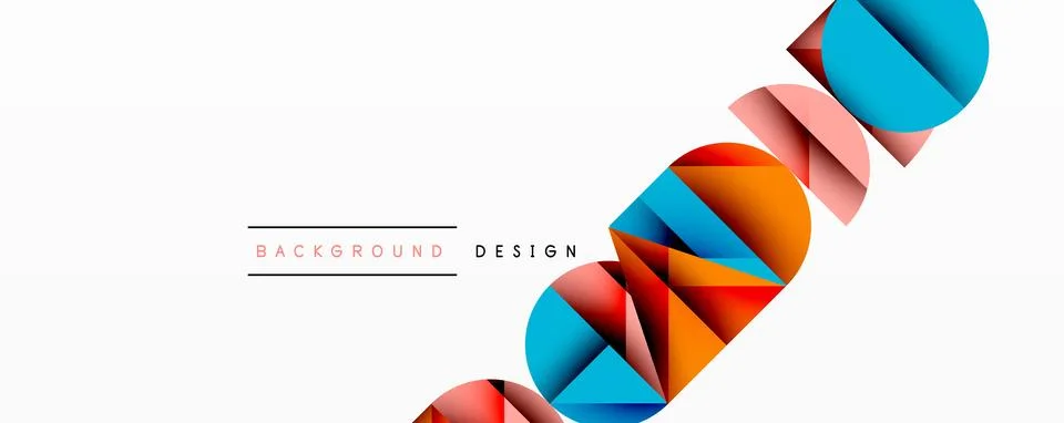 Abstract geometric pattern with intersecting circles and triangles in gradients. Illustrazione stock