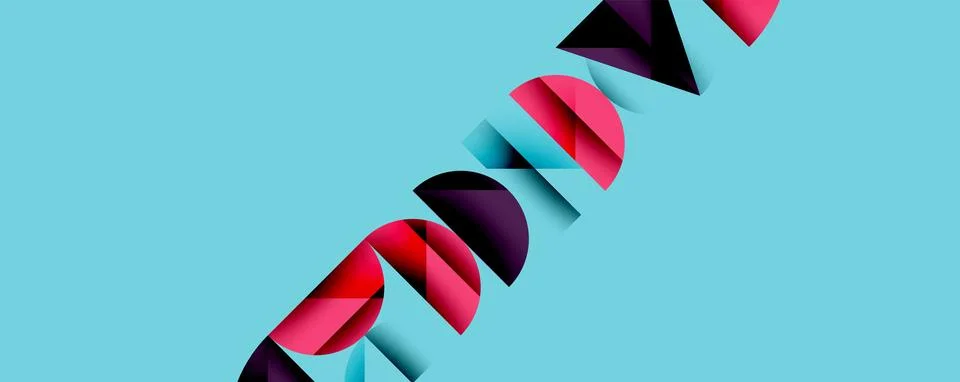 Abstract geometric pattern with intersecting circles and triangles in gradients. Stock Illustration