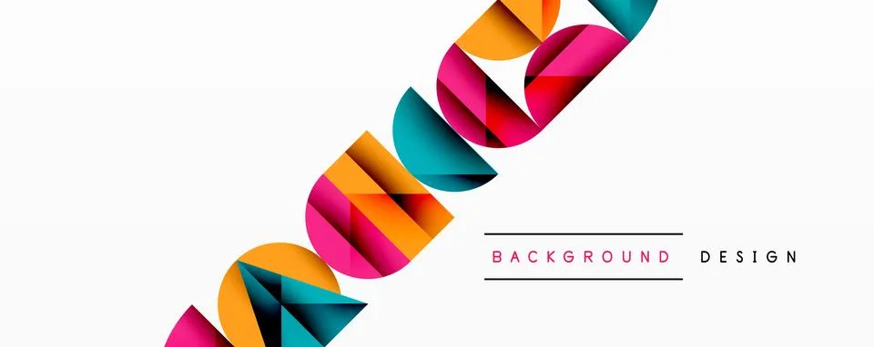 Abstract geometric pattern with intersecting circles and triangles in gradients. Stock Illustration