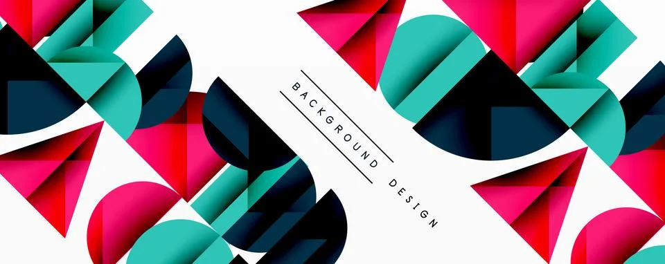 Abstract geometric pattern with intersecting circles and triangles in gradients. Stock Illustration