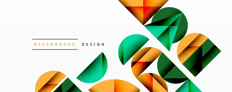 Abstract geometric pattern with intersecting circles and triangles in gradients. Stock Illustration