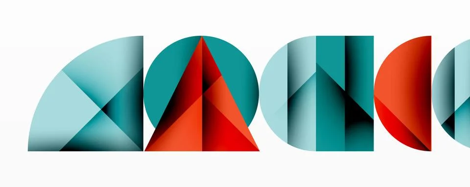 Abstract geometric pattern with intersecting circles and triangles in gradients. Ilustración de archivo