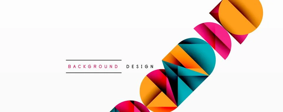 Abstract geometric pattern with intersecting circles and triangles in gradients. Illustrazione stock