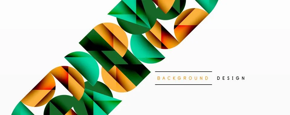 Abstract geometric pattern with intersecting circles and triangles in gradients. Stock Illustration