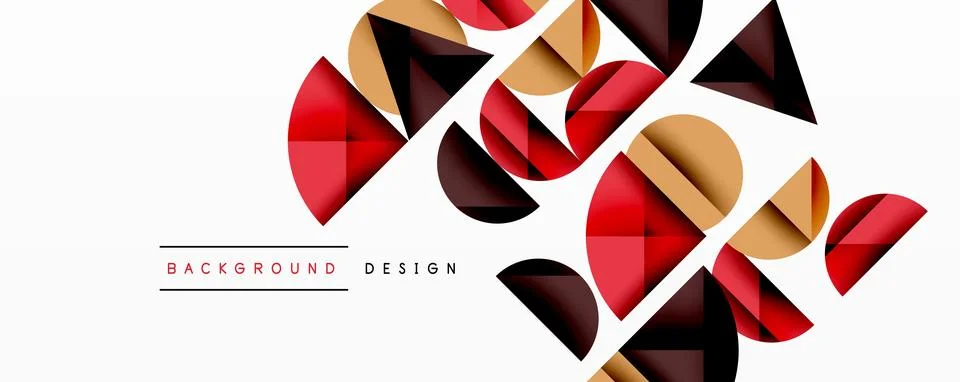 Abstract geometric pattern with intersecting circles and triangles in gradients. Illustrazione stock