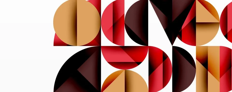 Abstract geometric pattern with intersecting circles and triangles in gradients. Stock Illustration