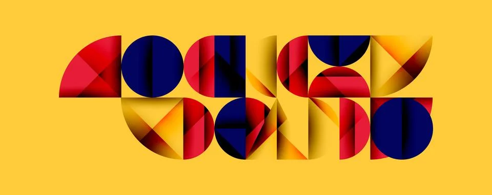 Abstract geometric pattern with intersecting circles and triangles in gradients. Illustrazione stock