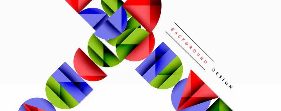 Abstract geometric pattern with intersecting circles and triangles in gradients. Illustrazione stock