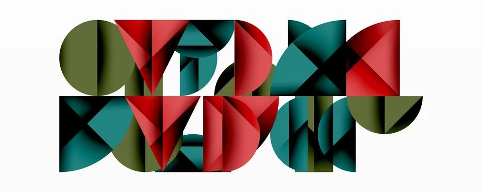 Abstract geometric pattern with intersecting circles and triangles in gradients. Illustrazione stock