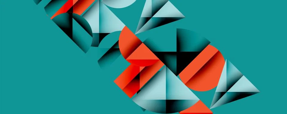 Abstract geometric pattern with intersecting circles and triangles in gradients. Stock Illustration