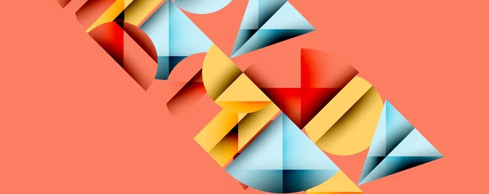 Abstract geometric pattern with intersecting circles and triangles in gradients. Stock Illustration
