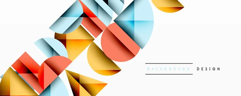 Abstract geometric pattern with intersecting circles and triangles in gradients. Stock Illustration