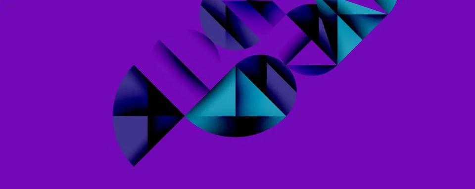 Abstract geometric pattern with intersecting circles and triangles in gradients. Stock Illustration