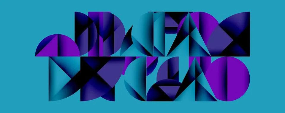 Abstract geometric pattern with intersecting circles and triangles in gradients. Stock Illustration
