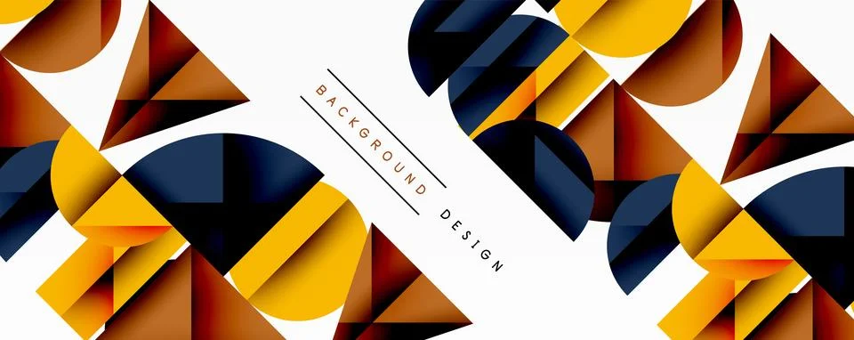 Abstract geometric pattern with intersecting circles and triangles in gradients. Illustrazione stock
