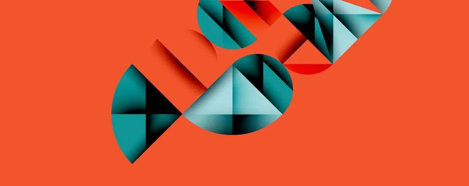 Abstract geometric pattern with intersecting circles and triangles in gradients. Illustrazione stock