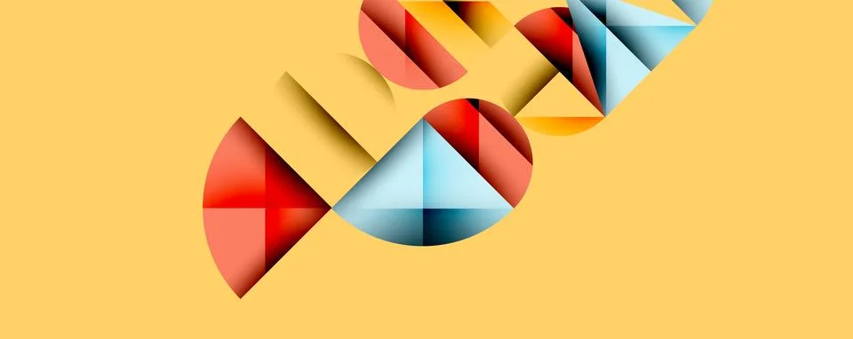 Abstract geometric pattern with intersecting circles and triangles in gradients. Stock Illustration