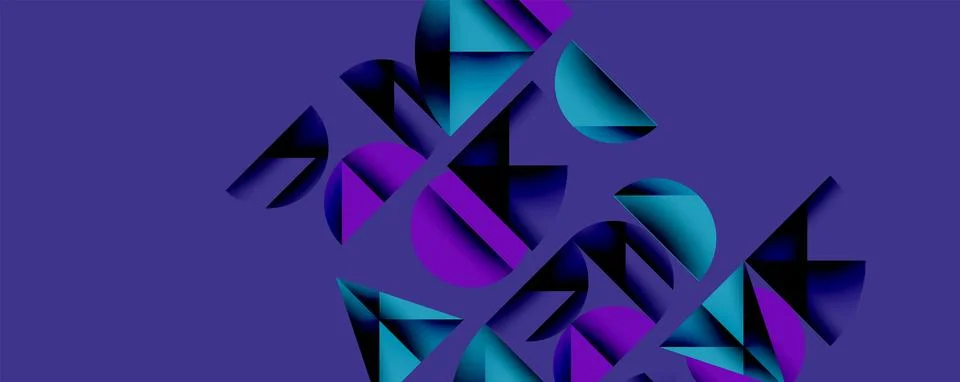 Abstract geometric pattern with intersecting circles and triangles in gradients. Stock Illustration