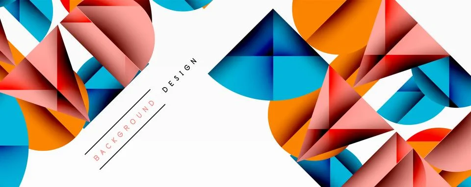 Abstract geometric pattern with intersecting circles and triangles in gradients. Illustrazione stock