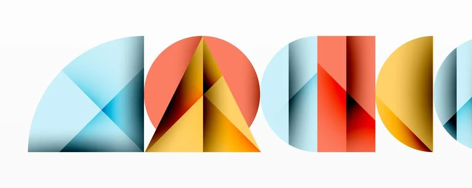 Abstract geometric pattern with intersecting circles and triangles in gradients. Stock Illustration