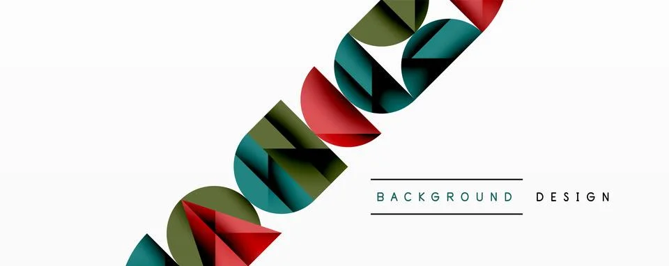 Abstract geometric pattern with intersecting circles and triangles in gradients. Stock Illustration