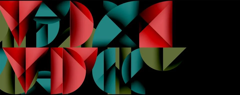 Abstract geometric pattern with intersecting circles and triangles in gradients. Illustrazione stock