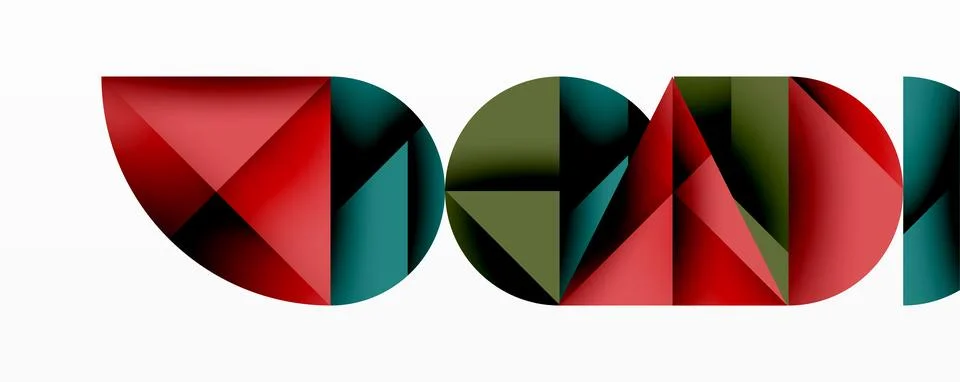 Abstract geometric pattern with intersecting circles and triangles in gradients. Stock Illustration