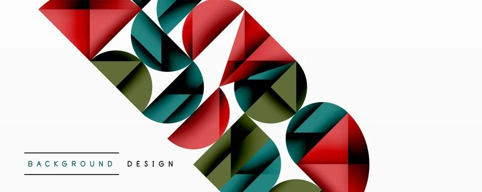 Abstract geometric pattern with intersecting circles and triangles in gradients. イラスト素材