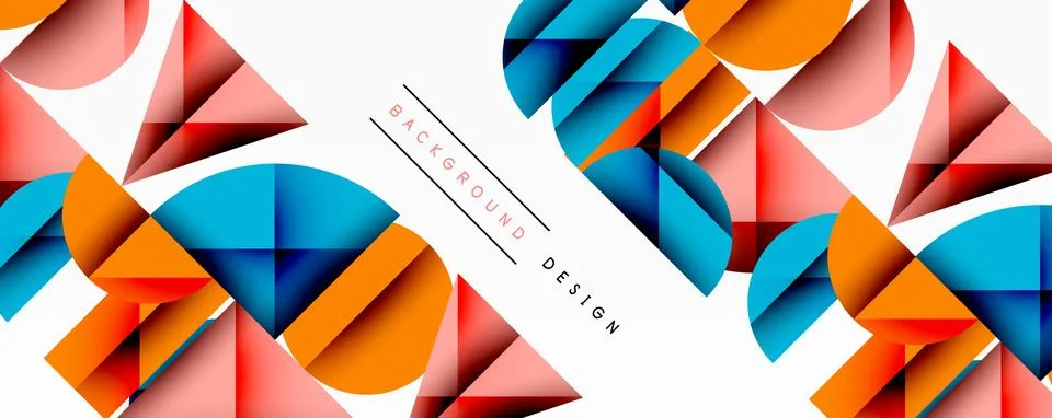 Abstract geometric pattern with intersecting circles and triangles in gradients. Illustrazione stock
