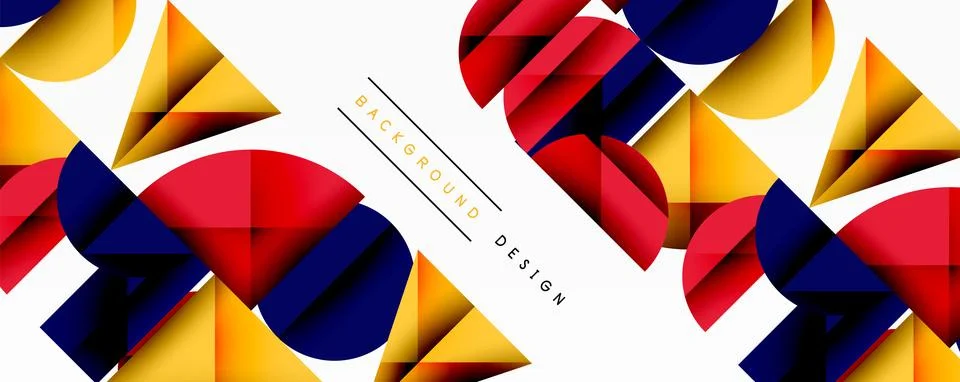 Abstract geometric pattern with intersecting circles and triangles in gradients. Stock Illustration