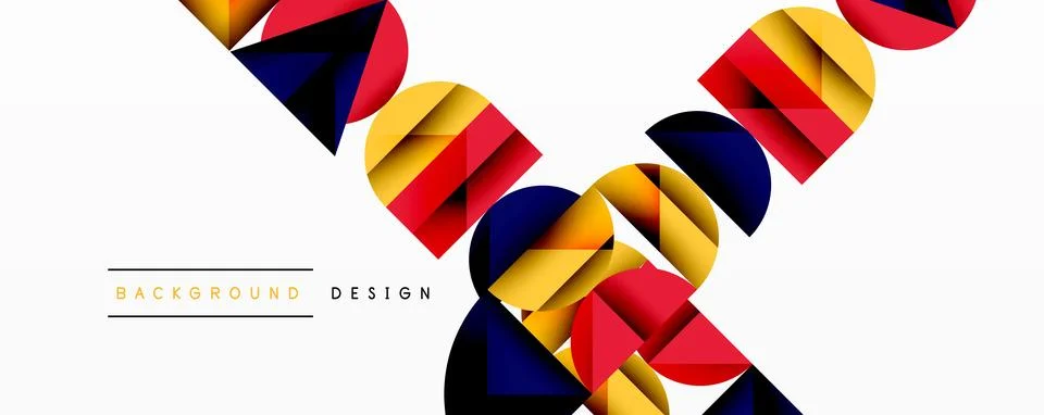 Abstract geometric pattern with intersecting circles and triangles in gradients. Illustrazione stock