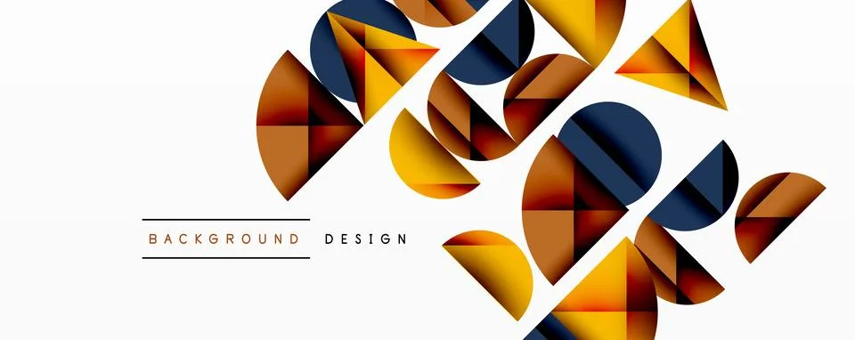Abstract geometric pattern with intersecting circles and triangles in gradients. Illustrazione stock