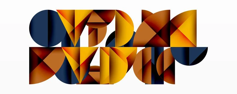 Abstract geometric pattern with intersecting circles and triangles in gradients. Illustrazione stock