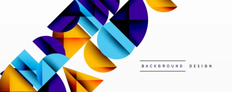 Abstract geometric pattern with intersecting circles and triangles in gradients. Stock Illustration