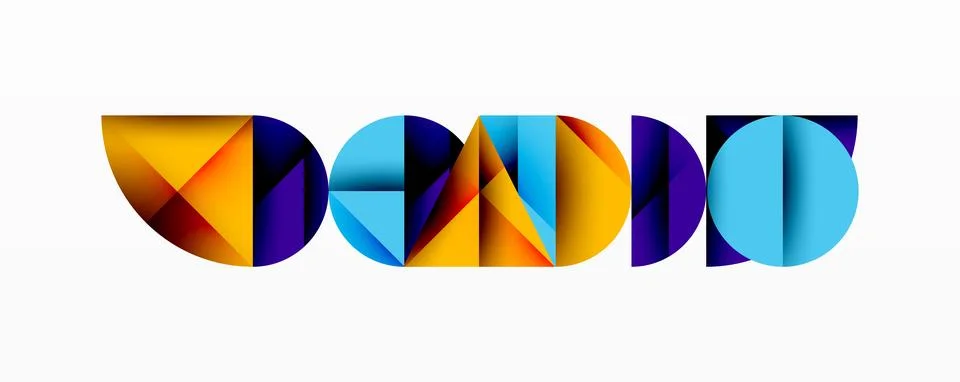 Abstract geometric pattern with intersecting circles and triangles in gradients. Stock Illustration