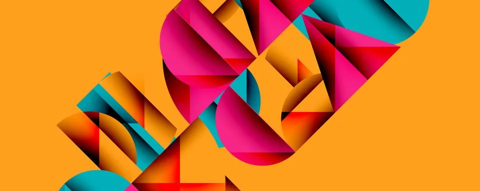 Abstract geometric pattern with intersecting circles and triangles in gradients. Stock Illustration