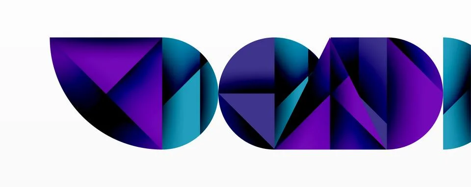 Abstract geometric pattern with intersecting circles and triangles in gradients. Stock Illustration