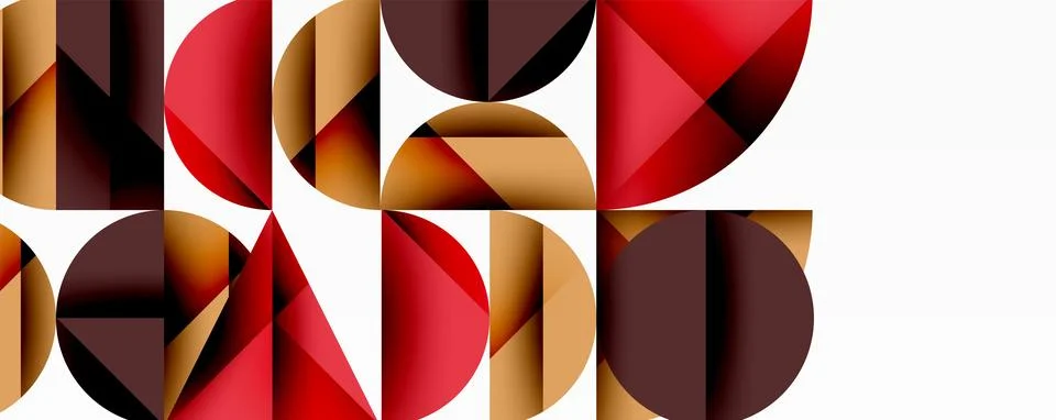 Abstract geometric pattern with intersecting circles and triangles in gradients. Illustrazione stock