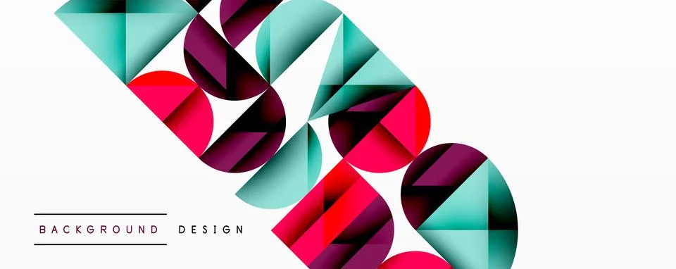 Abstract geometric pattern with intersecting circles and triangles in gradients. Stock Illustration