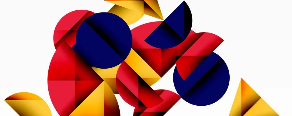 Abstract geometric pattern with intersecting circles and triangles in gradients. Stock Illustration