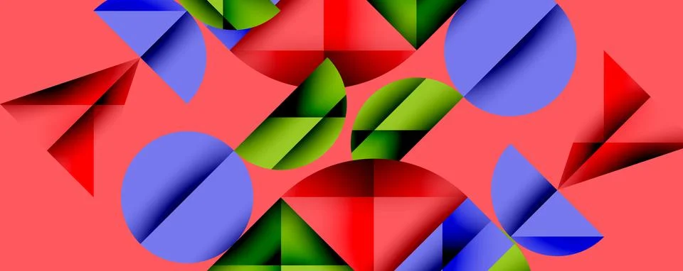 Abstract geometric pattern with intersecting circles and triangles in gradients. Stock Illustration
