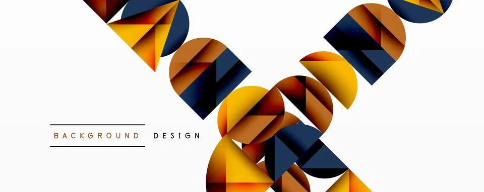 Abstract geometric pattern with intersecting circles and triangles in gradients. Illustrazione stock