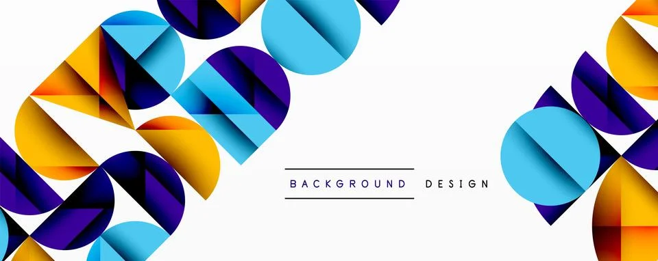 Abstract geometric pattern with intersecting circles and triangles in gradients. Illustrazione stock