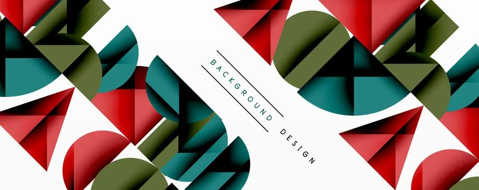 Abstract geometric pattern with intersecting circles and triangles in gradients. Stock Illustration