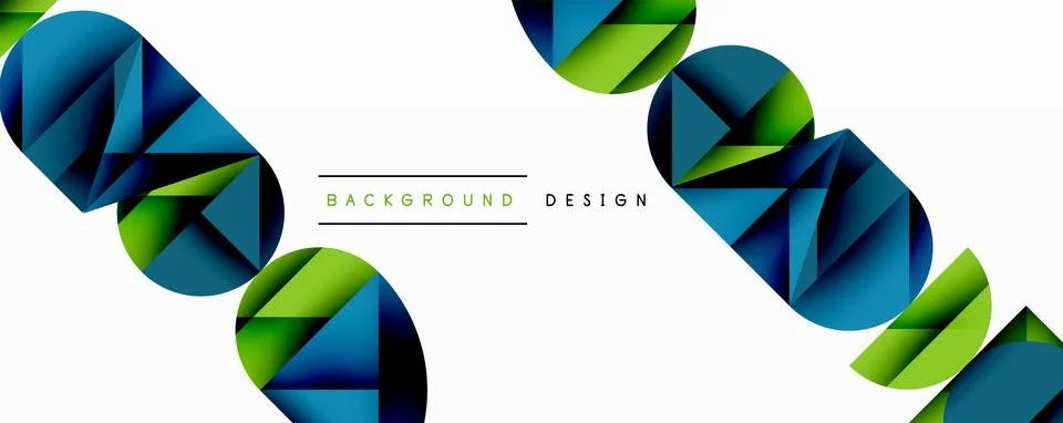 Abstract geometric pattern with intersecting circles and triangles in gradients. Stock Illustration