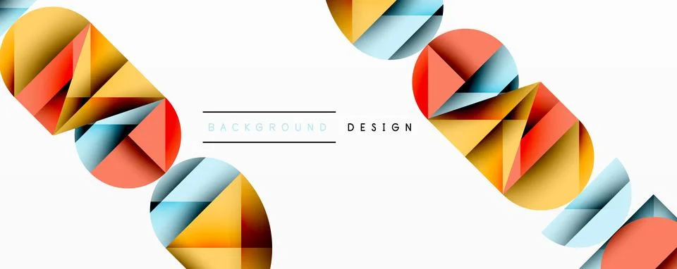 Abstract geometric pattern with intersecting circles and triangles in gradients. Illustrazione stock