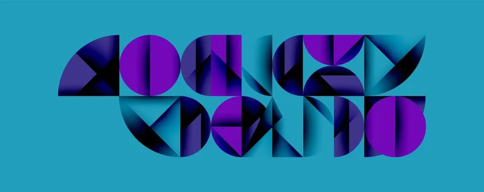 Abstract geometric pattern with intersecting circles and triangles in gradients. Ilustración de archivo