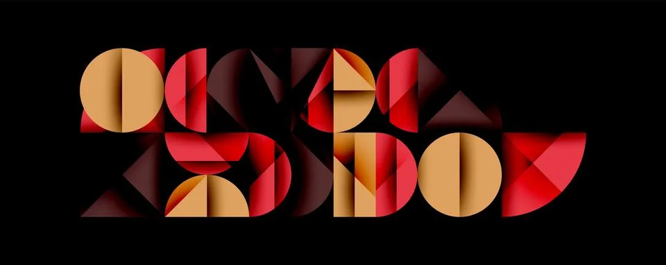 Abstract geometric pattern with intersecting circles and triangles in gradients. Illustrazione stock