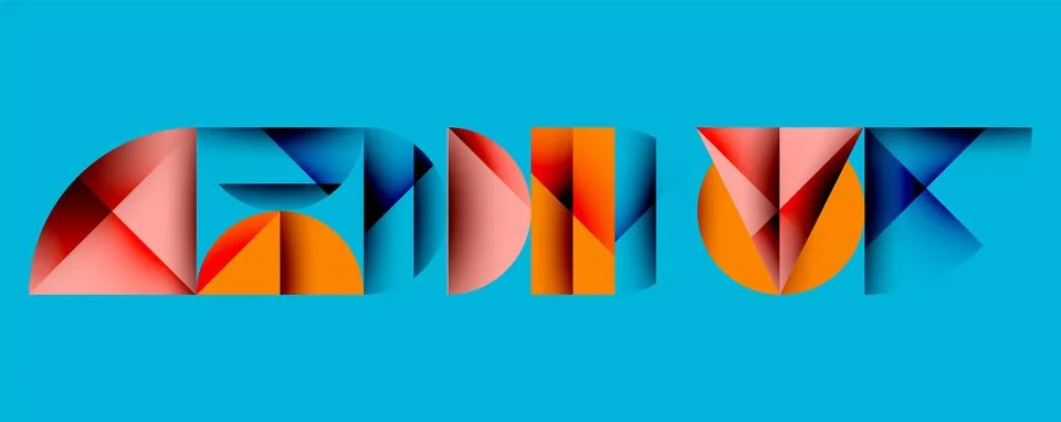 Abstract geometric pattern with intersecting circles and triangles in gradients. Stock Illustration