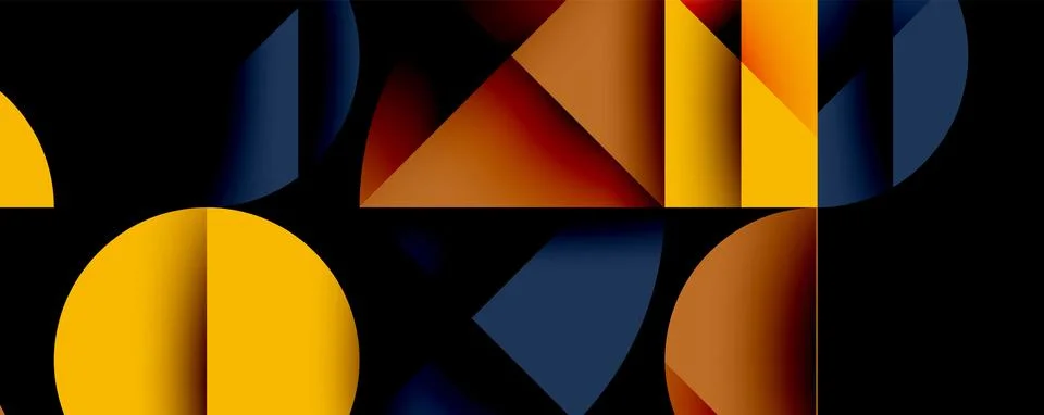 Abstract geometric pattern with intersecting circles and triangles in gradients. Illustrazione stock